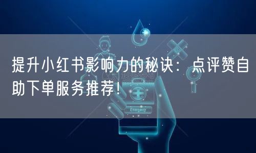 提升小红书影响力的秘诀:点评赞自助下单服务推荐!