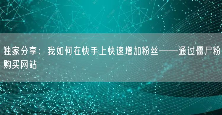 独家分享：我如何在快手上快速增加粉丝——通过僵尸粉购买网站