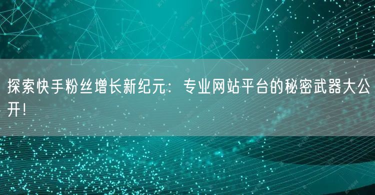 探索快手粉丝增长新纪元:专业网站平台的秘密武器大公开!