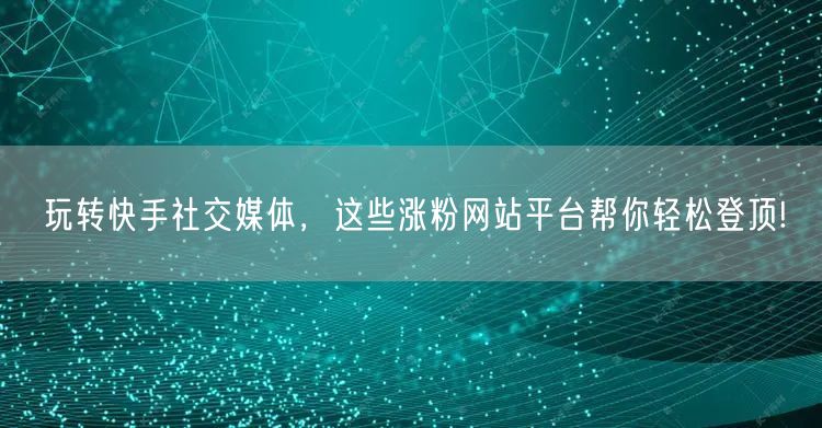 玩转快手社交媒体,这些涨粉网站平台帮你轻松登顶!