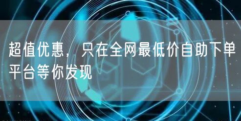 超值优惠,只在全网最低价自助下单平台等你发现